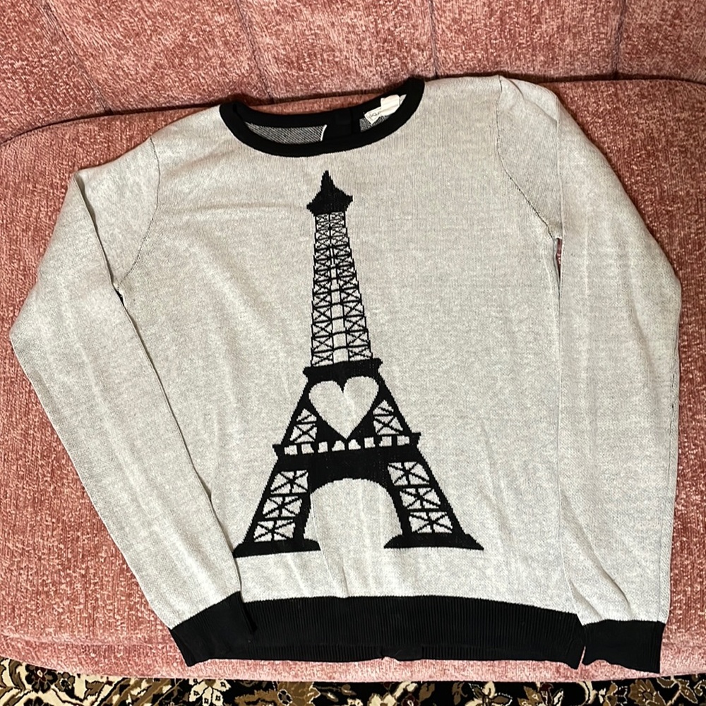 Forever21 Paris Tower Button Back Light Sweater